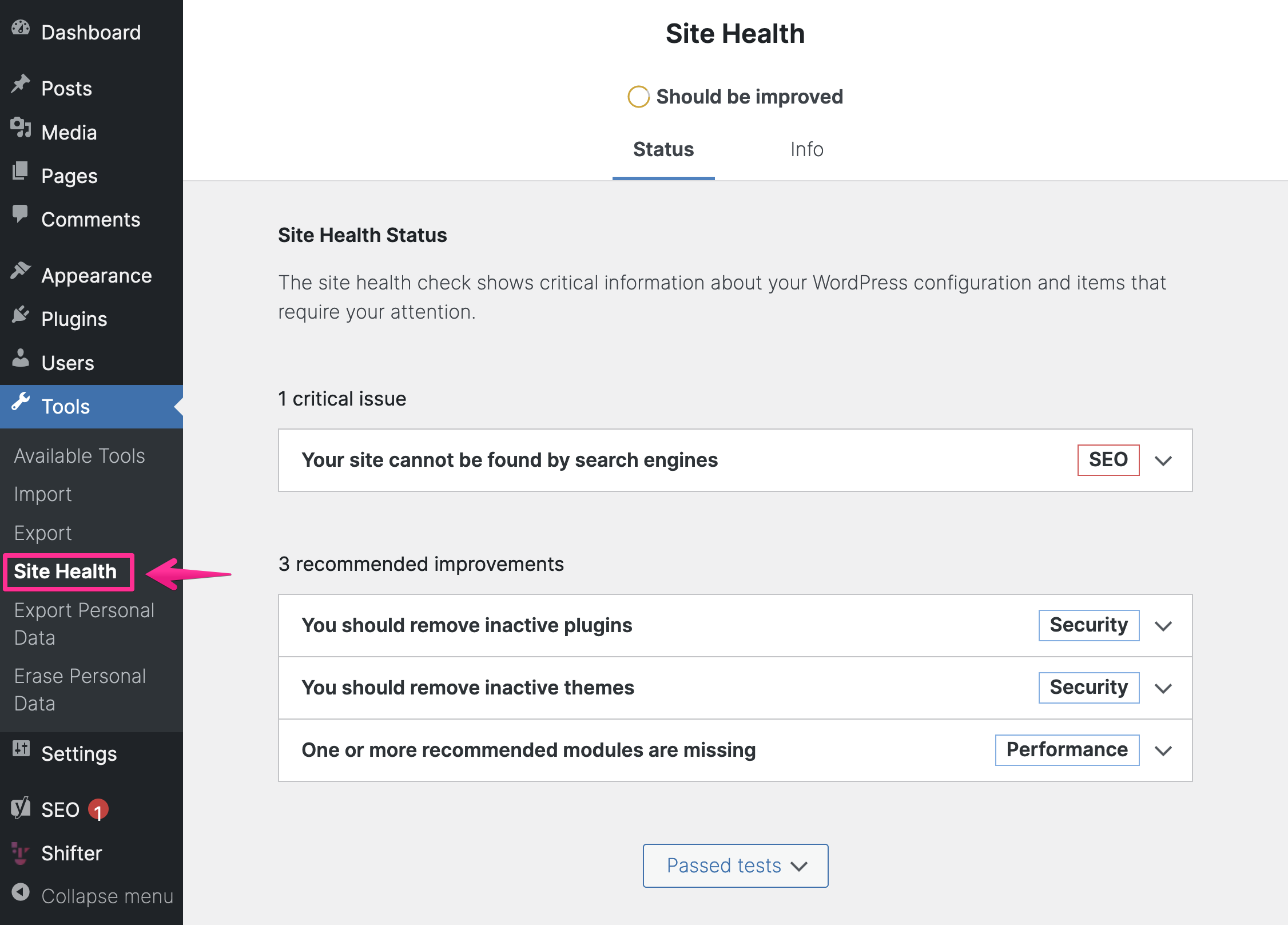 How to check storage usage of directories of installed wordpress shifter