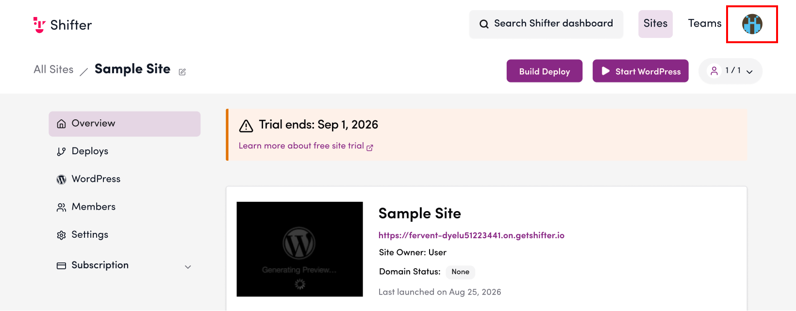 Screenshot: Click the account icon in the top-right corner of the page.