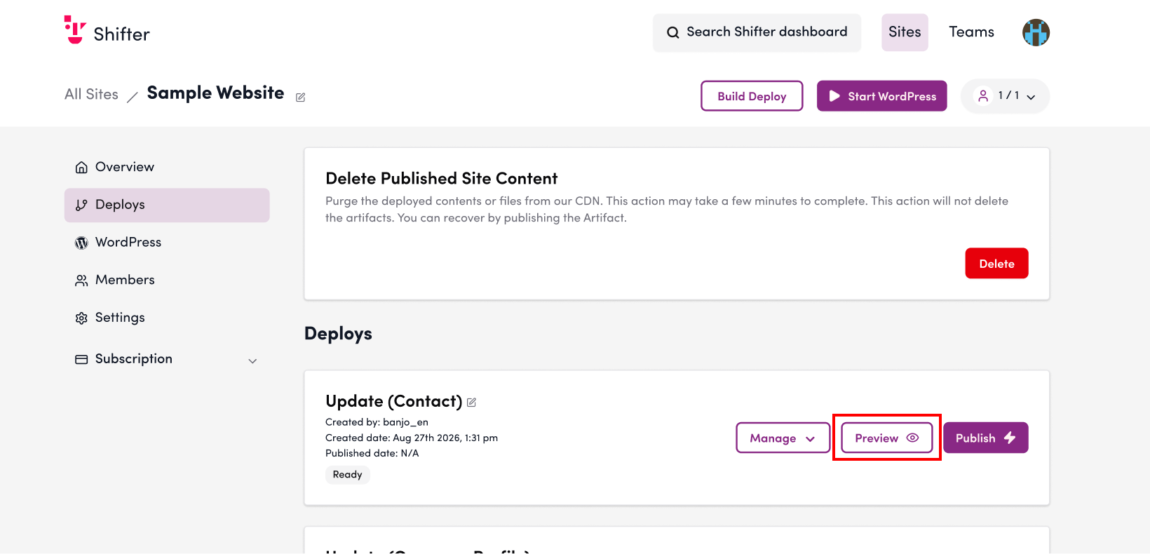 Screenshot: Click “Preview”