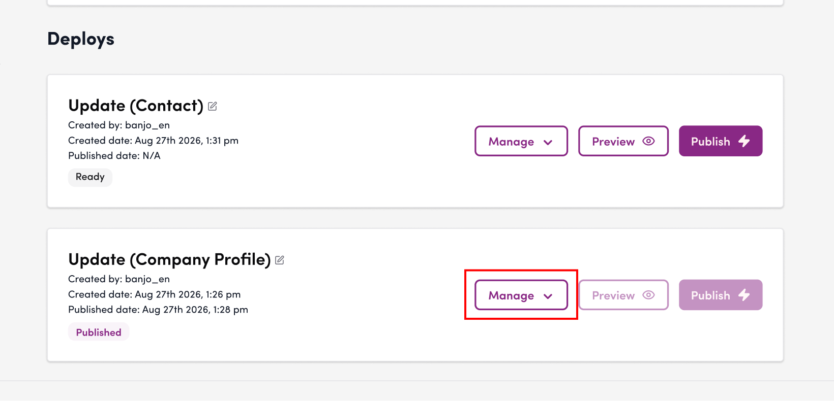 Screenshot: Go to the Shifter dashboard to access your site’s management screen, and verify that your created artifacts are displayed in the…