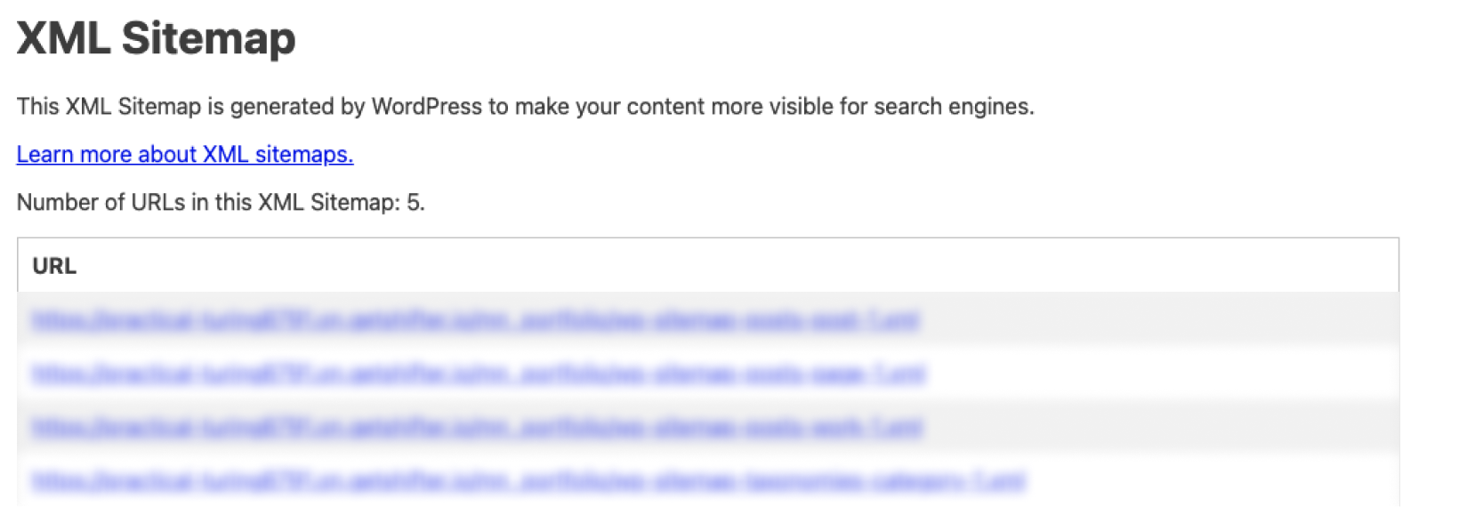 Screenshot: By default, it is located at https://your-domain.com/wp-sitemap.xml