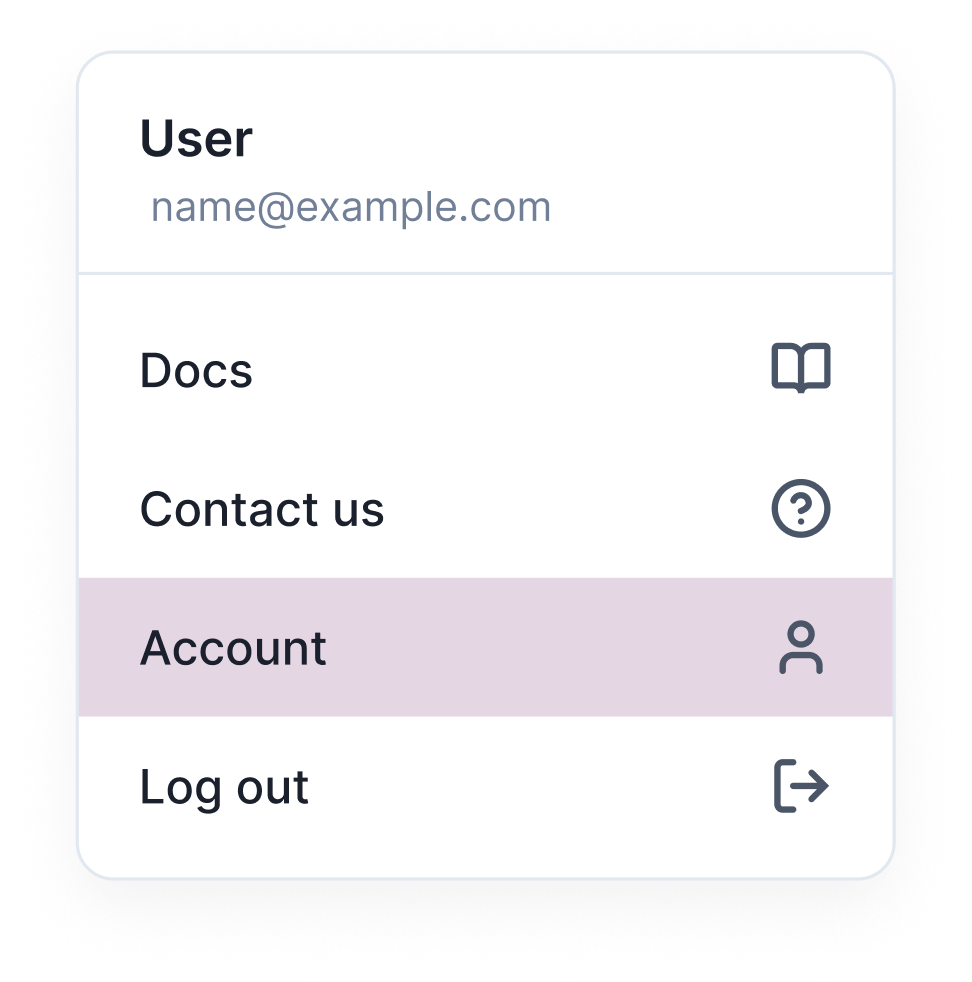 Screenshot: Select “Account” from the menu.