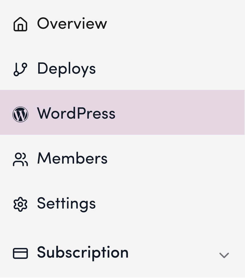 Screenshot: Click “WordPress.”