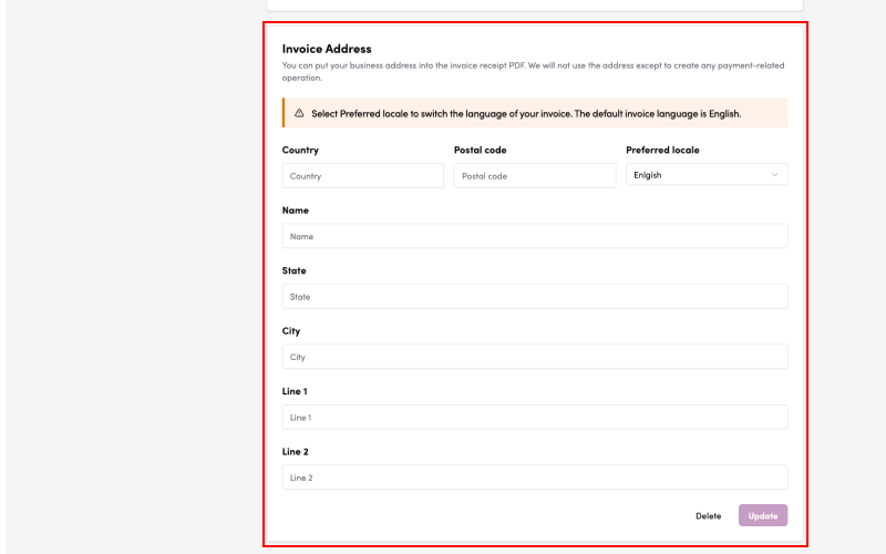 Screenshot: Scroll down to the “Billing Address” section.