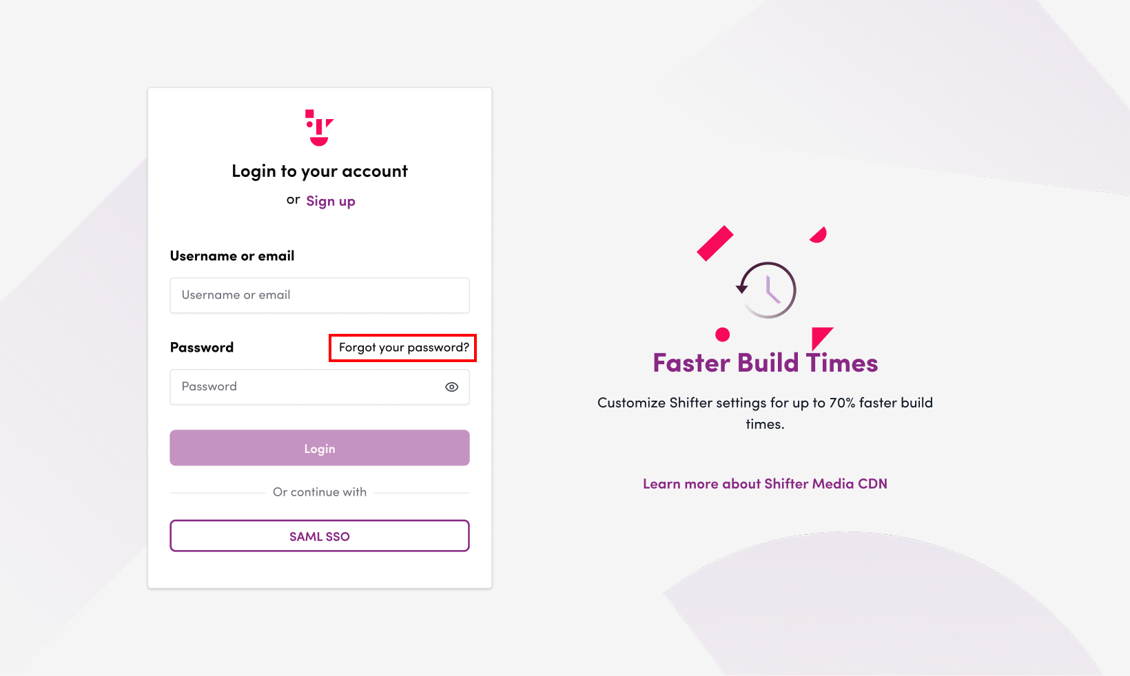 Screenshot: You can also access this page by clicking “Forgot Your Password?” on the Shifter login screen.