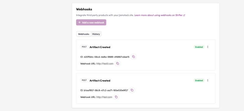 Screenshot: Webhook Integration