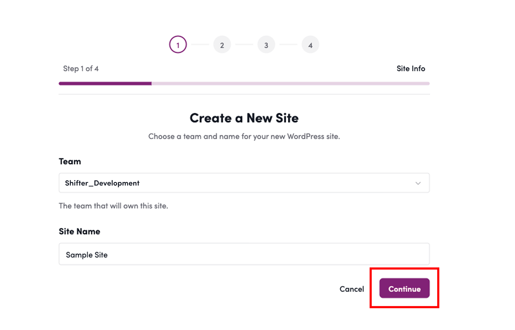 Screenshot: Site Name: Enter the site’s title.