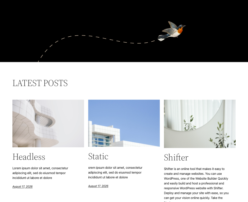 Screenshot: The homepage before replacement