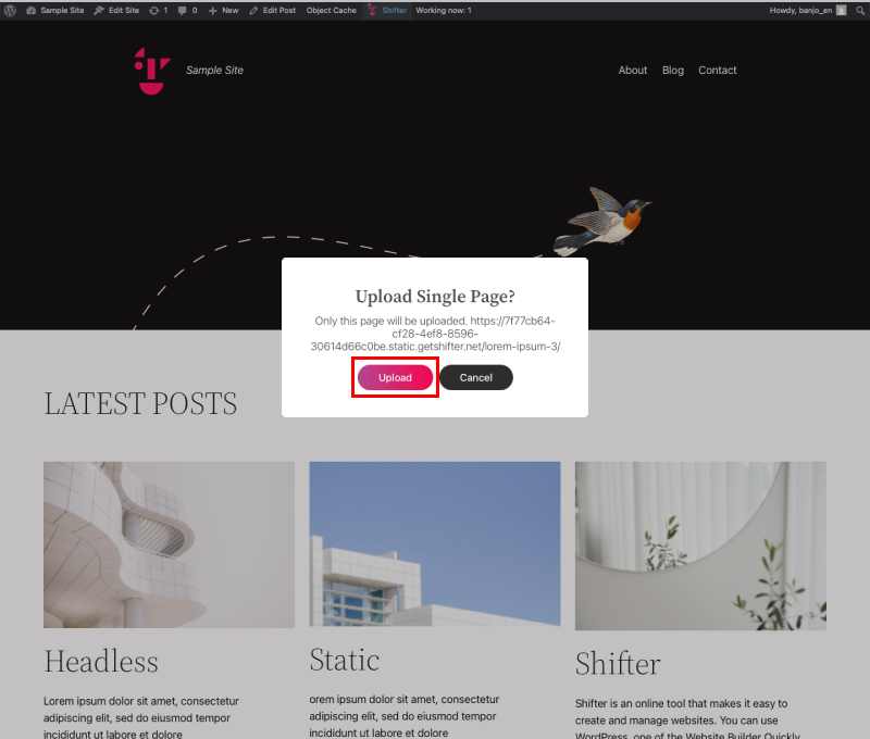Screenshot: Click [Upload]