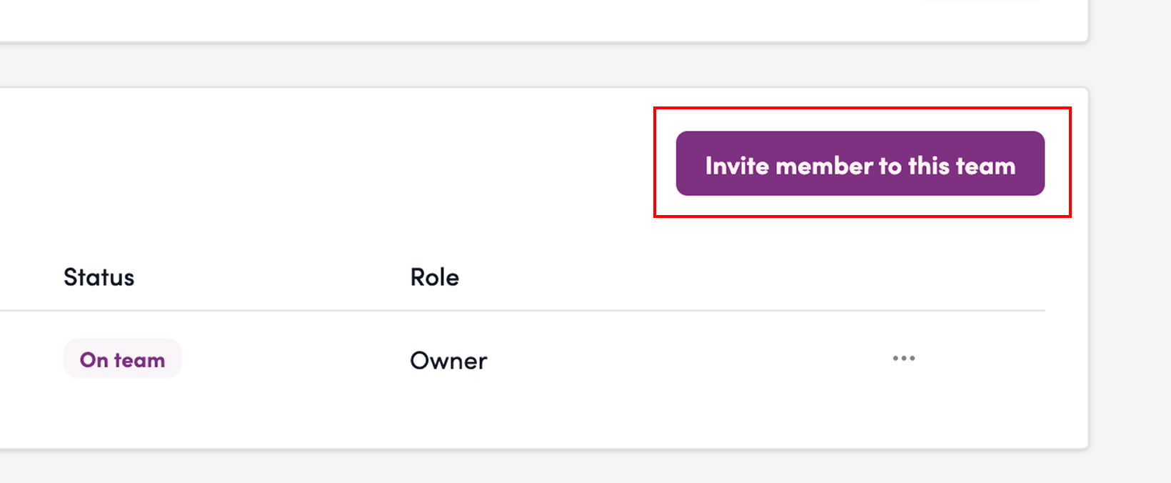 Screenshot: Click “Invite Members to Team.”