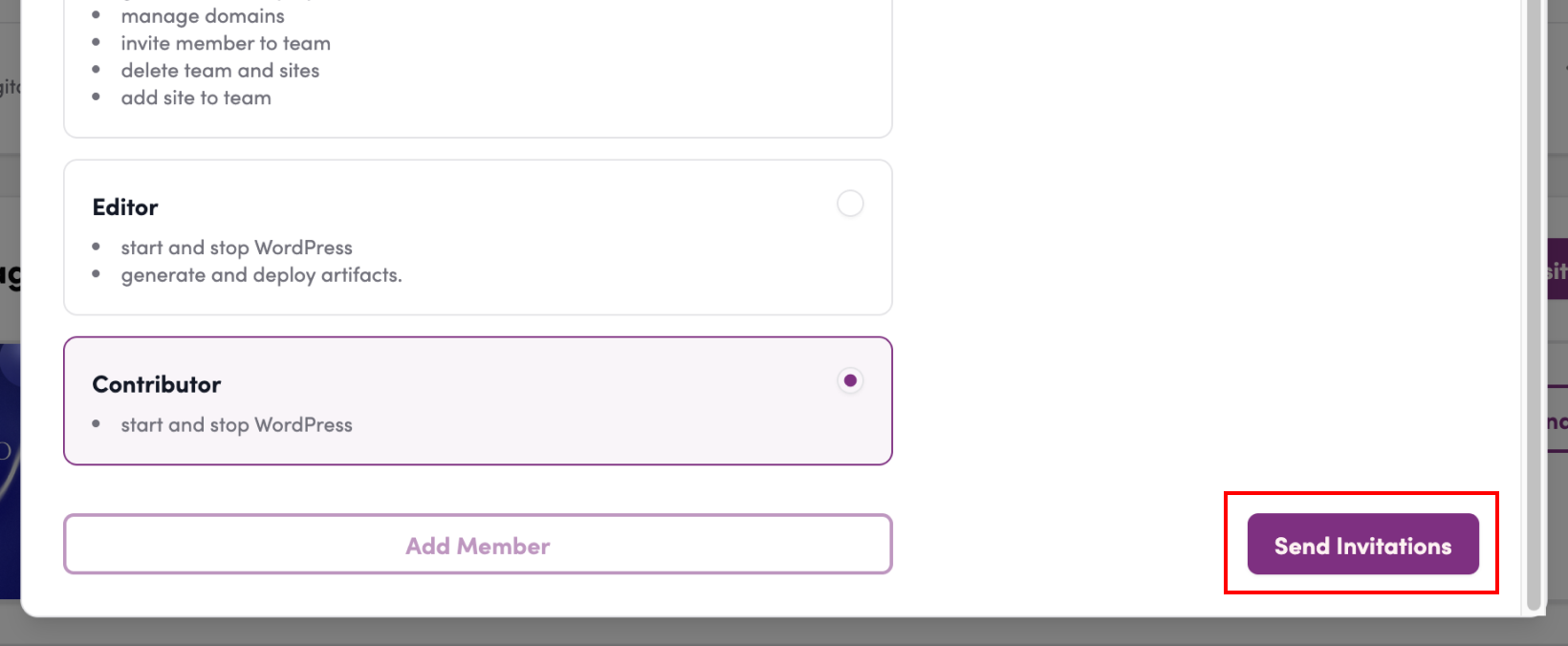 Screenshot: Click “Send Invitation”