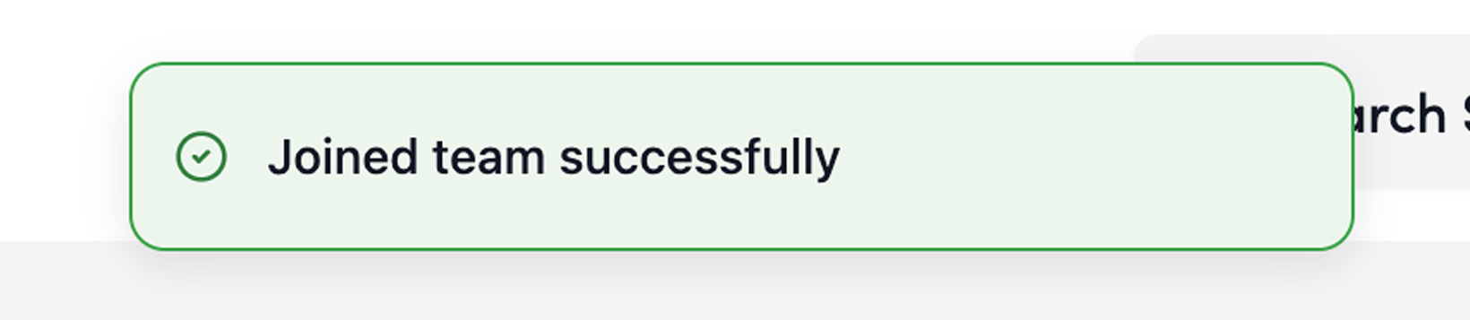Screenshot: A pop-up will appear saying “You’ve joined the team”